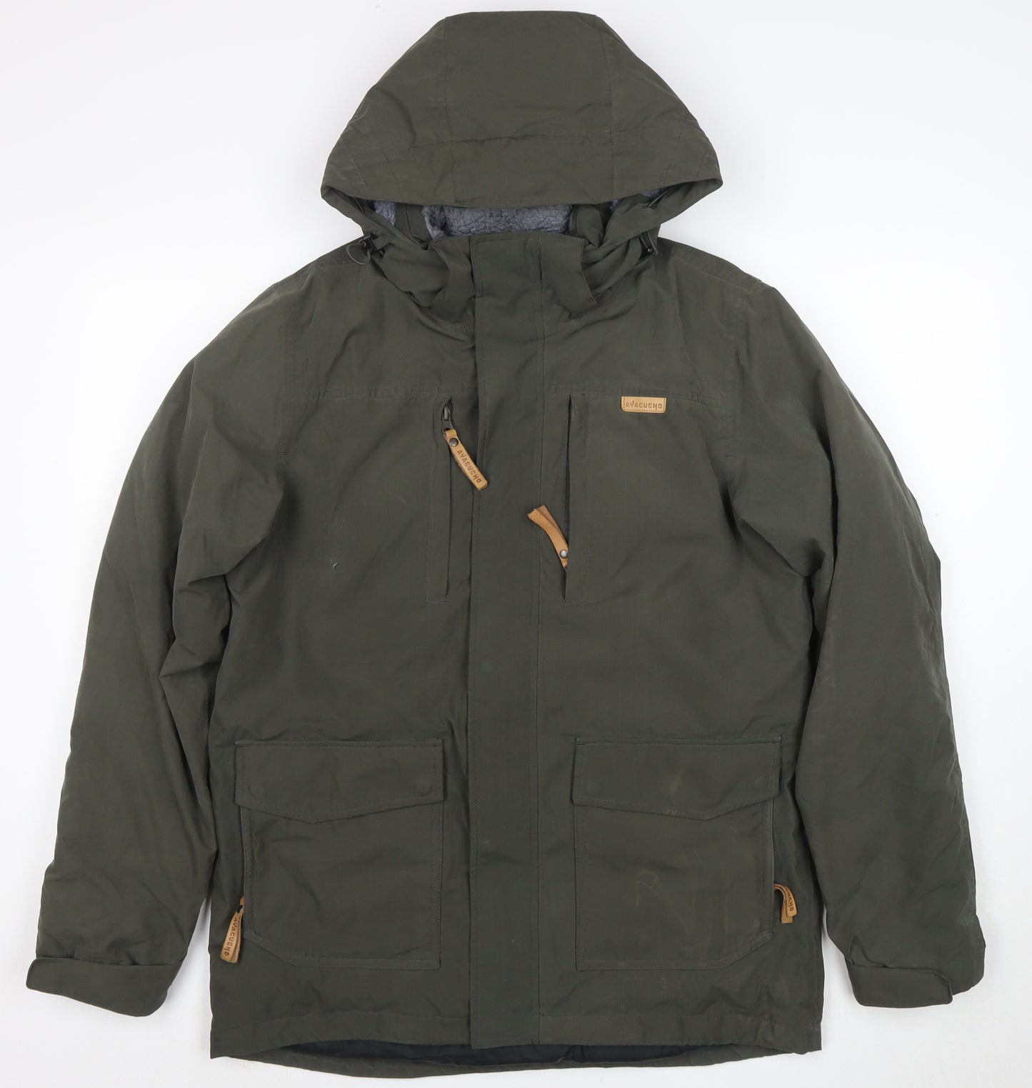 Ayacucho Mens Green S Hooded Waterproof Parka Jacket