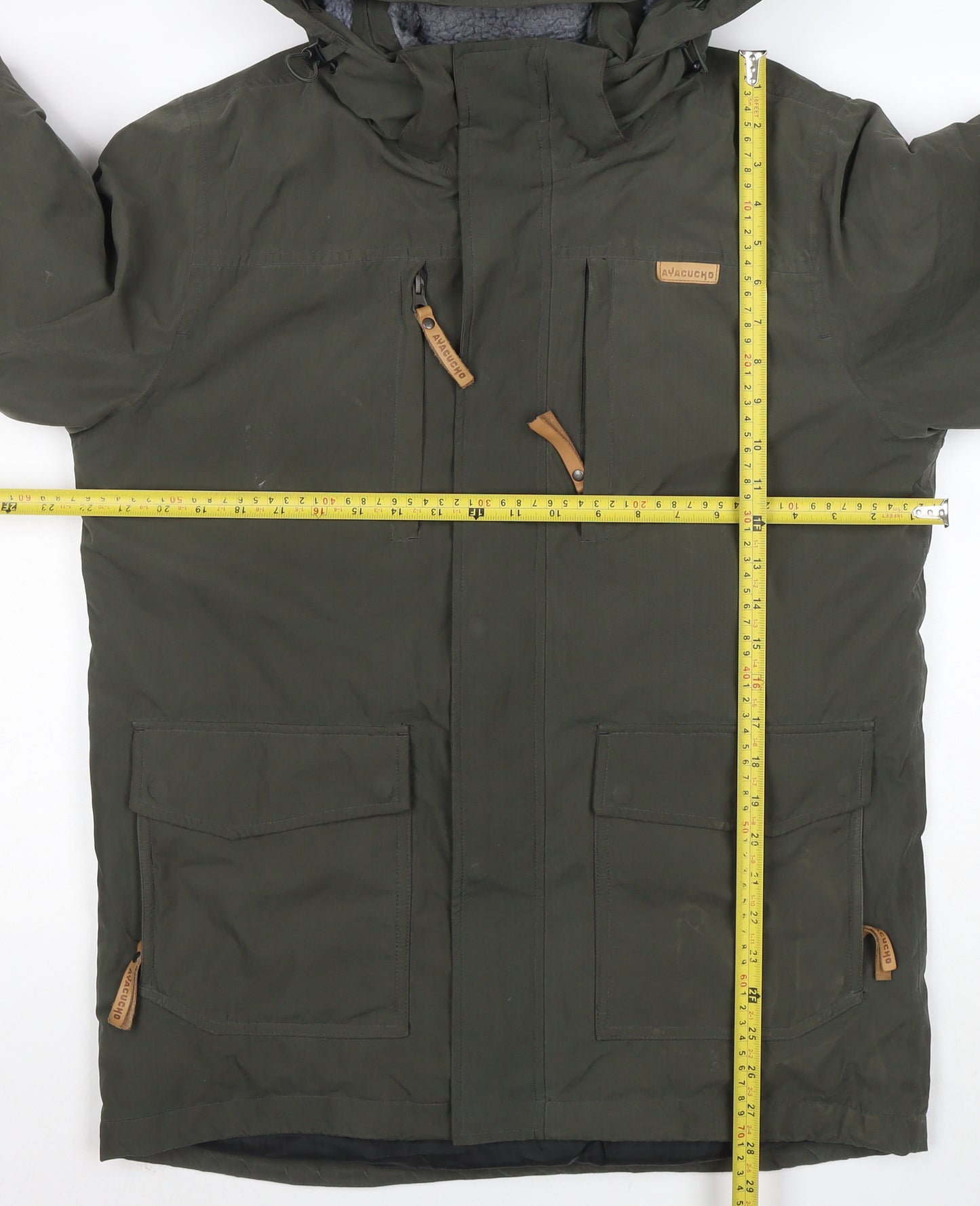 Ayacucho Mens Green S Hooded Waterproof Parka Jacket