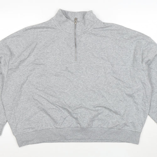Marks and Spencer Women Grey XL 1/2 Zip Pullover Sweatshirt