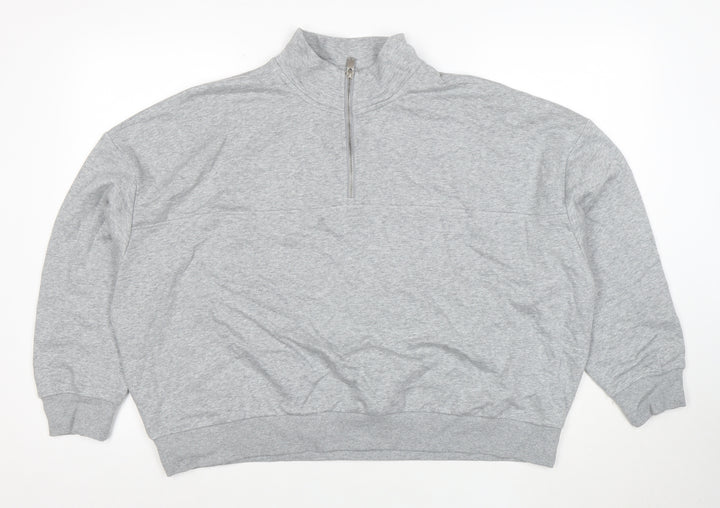 Marks and Spencer Women Grey XL 1/2 Zip Pullover Sweatshirt