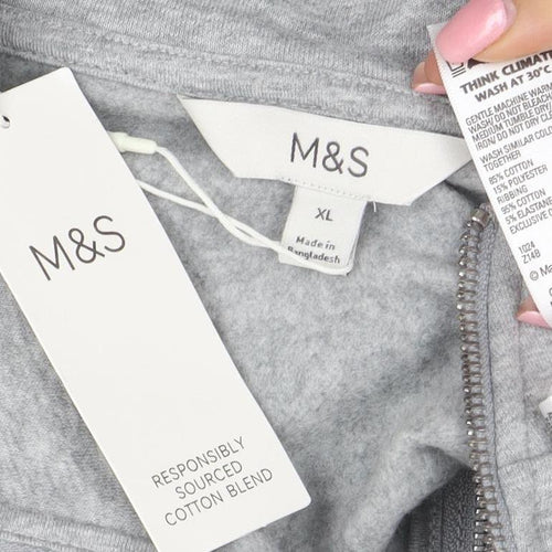 Marks and Spencer Women Grey XL 1/2 Zip Pullover Sweatshirt