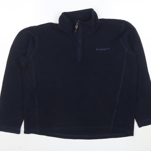 Brasher Womens Navy Fleece 1/2 Zip Pullover Sweatshirt Size M