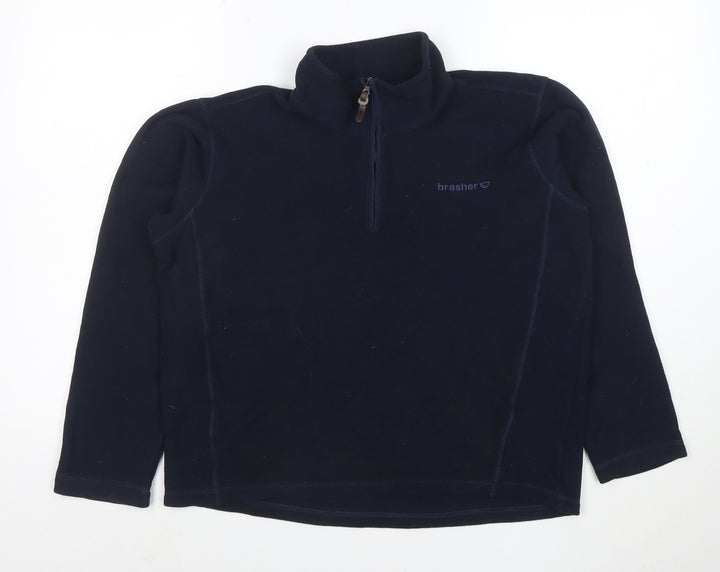 Brasher Womens Navy Fleece 1/2 Zip Pullover Sweatshirt Size M