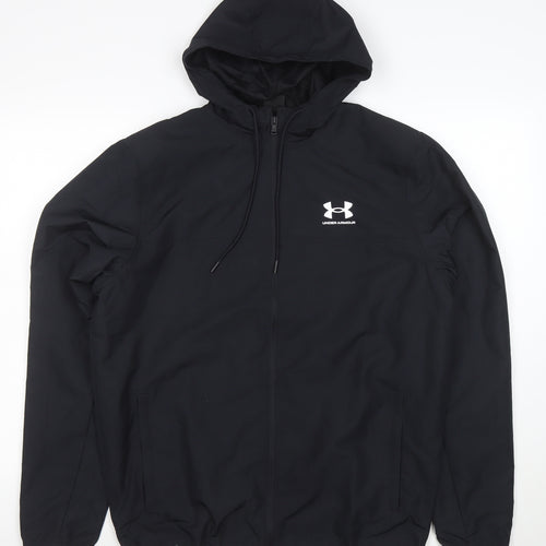 Under Armour Men's Black M Hooded Full Zip Sports Windbreaker Jacket