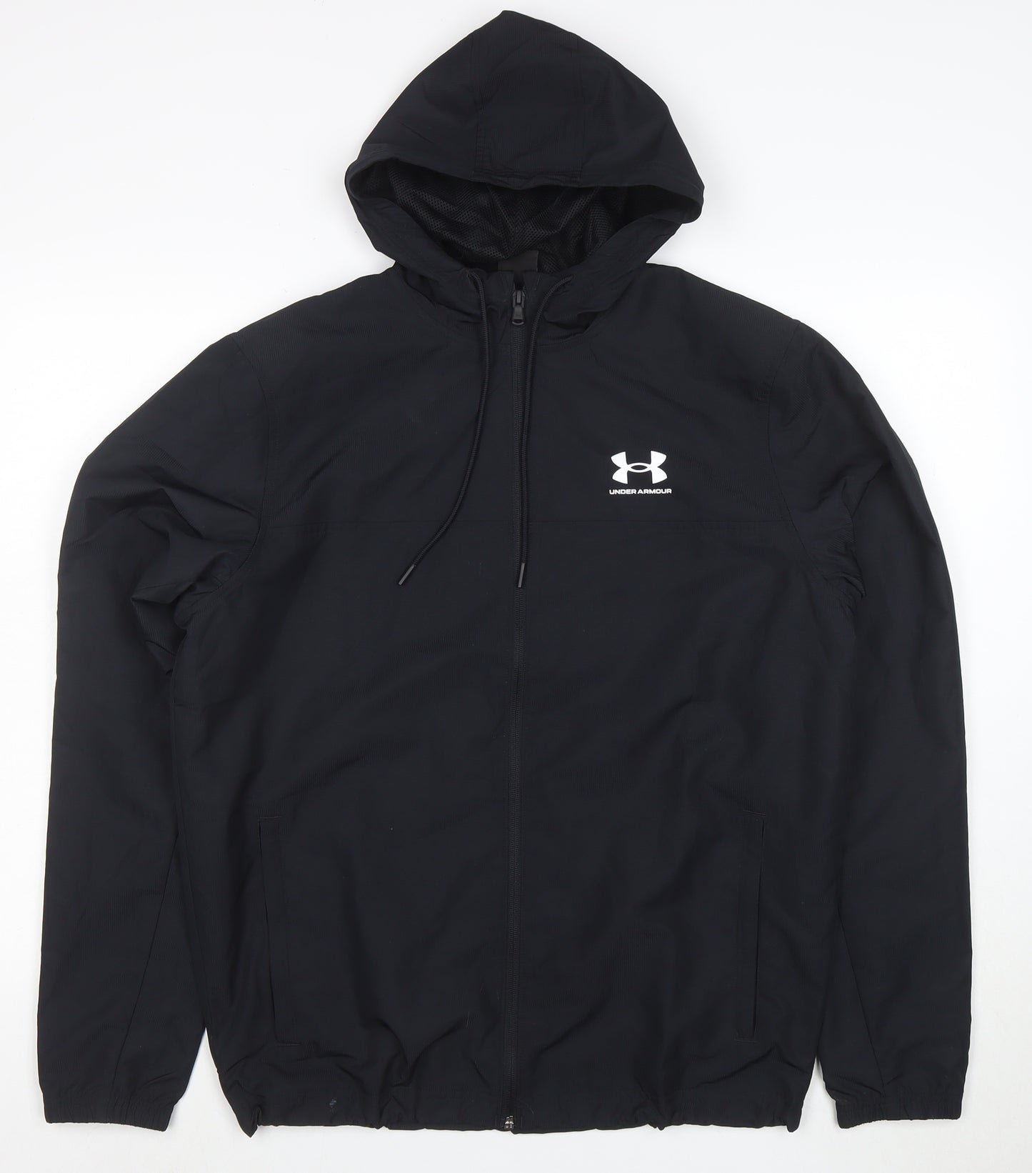 Under Armour Men's Black M Hooded Full Zip Sports Windbreaker Jacket