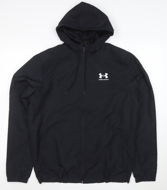 Under Armour Men's Black M Hooded Full Zip Sports Windbreaker Jacket