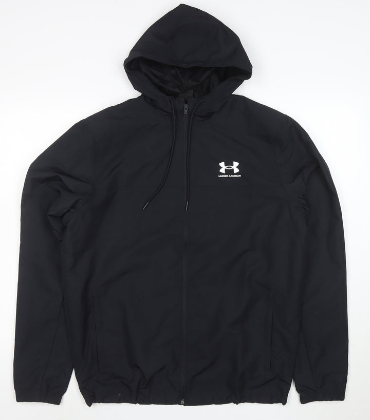 Under Armour Men's Black M Hooded Full Zip Sports Windbreaker Jacket