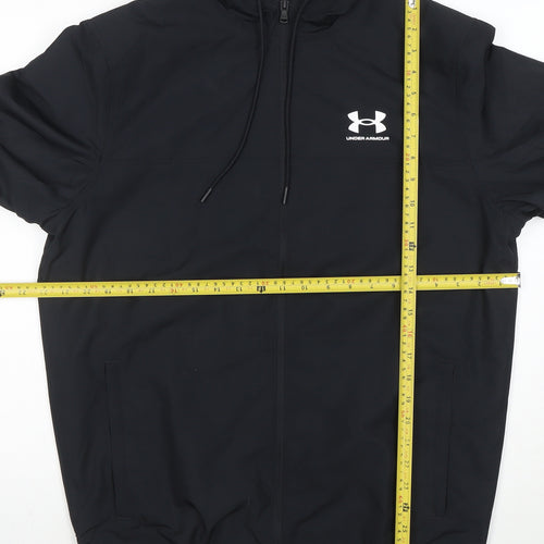 Under Armour Men's Black M Hooded Full Zip Sports Windbreaker Jacket