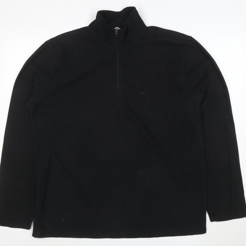 Mountain Warehouse Men's Black Fleece 1/4 Zip Pullover Sweatshirt L