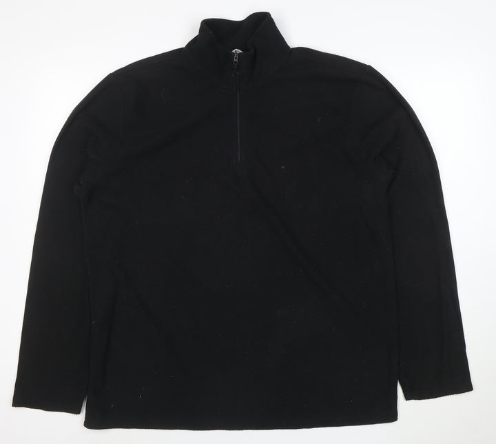 Mountain Warehouse Men's Black Fleece 1/4 Zip Pullover Sweatshirt L