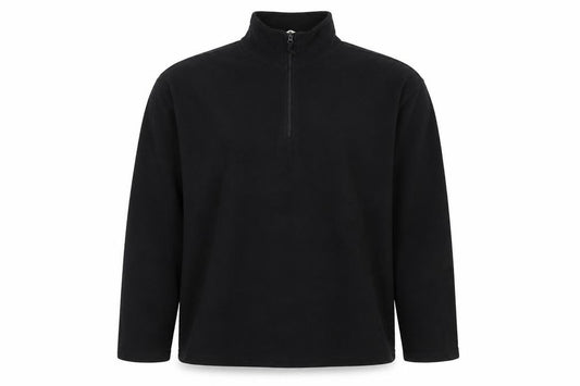 Front view of Mountain Warehouse Men's Black Fleece 1/4 Zip Pullover Sweatshirt L