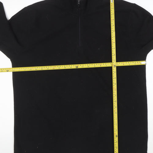 Mountain Warehouse Men's Black Fleece 1/4 Zip Pullover Sweatshirt L