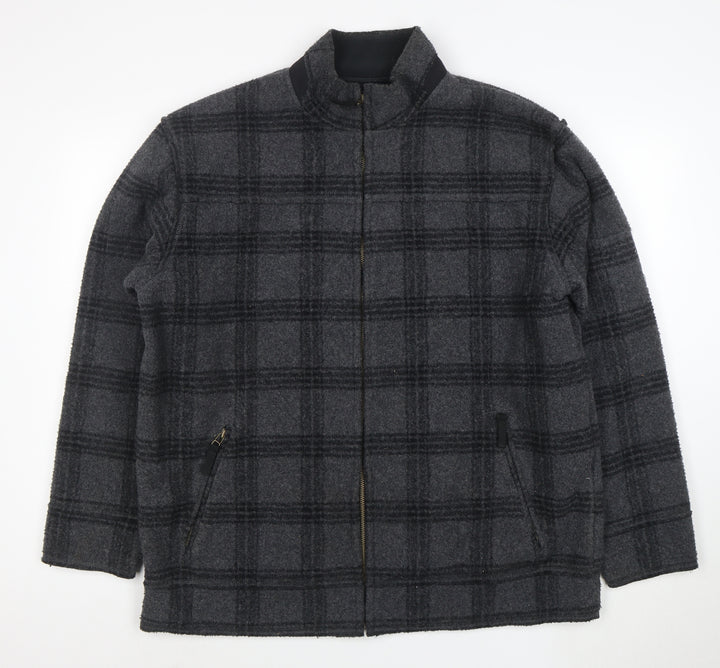 NEXT Men's Grey Check XL Full Zip Fleece Lined Jacket