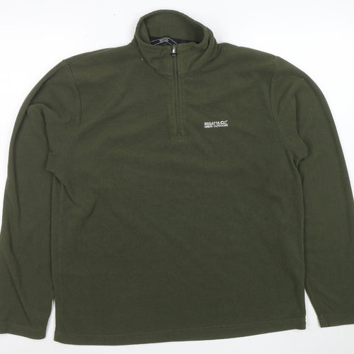 Regatta Mens Green Fleece 1/2 Zip Pullover Sweatshirt Size M