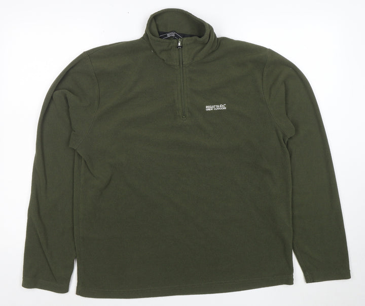 Regatta Mens Green Fleece 1/2 Zip Pullover Sweatshirt Size M