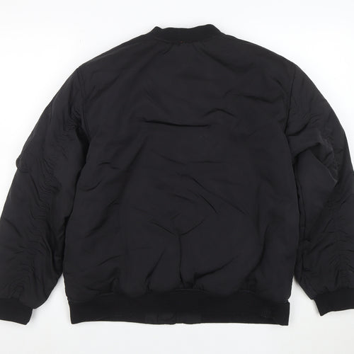 ZARA Boys Black Bomber Jacket 13-14 Years Full Zip Lined Winter Coat