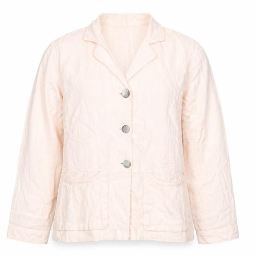 Vetono Women Ivory Linen Blazer Jacket Size L Casual Lightweight