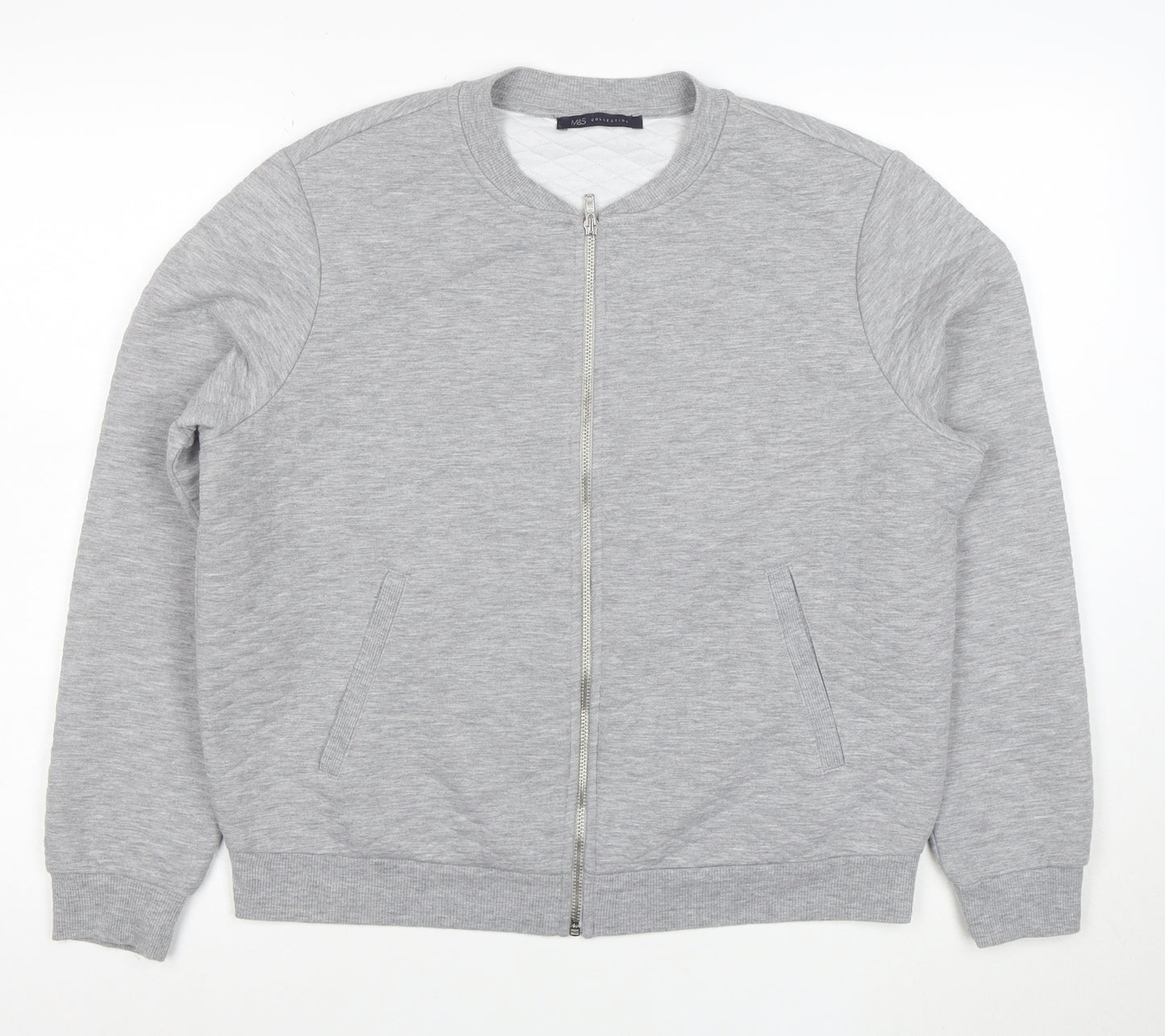 Marks and Spencer Women Grey Full Zip Sweatshirt UK 16 Polyester Blend