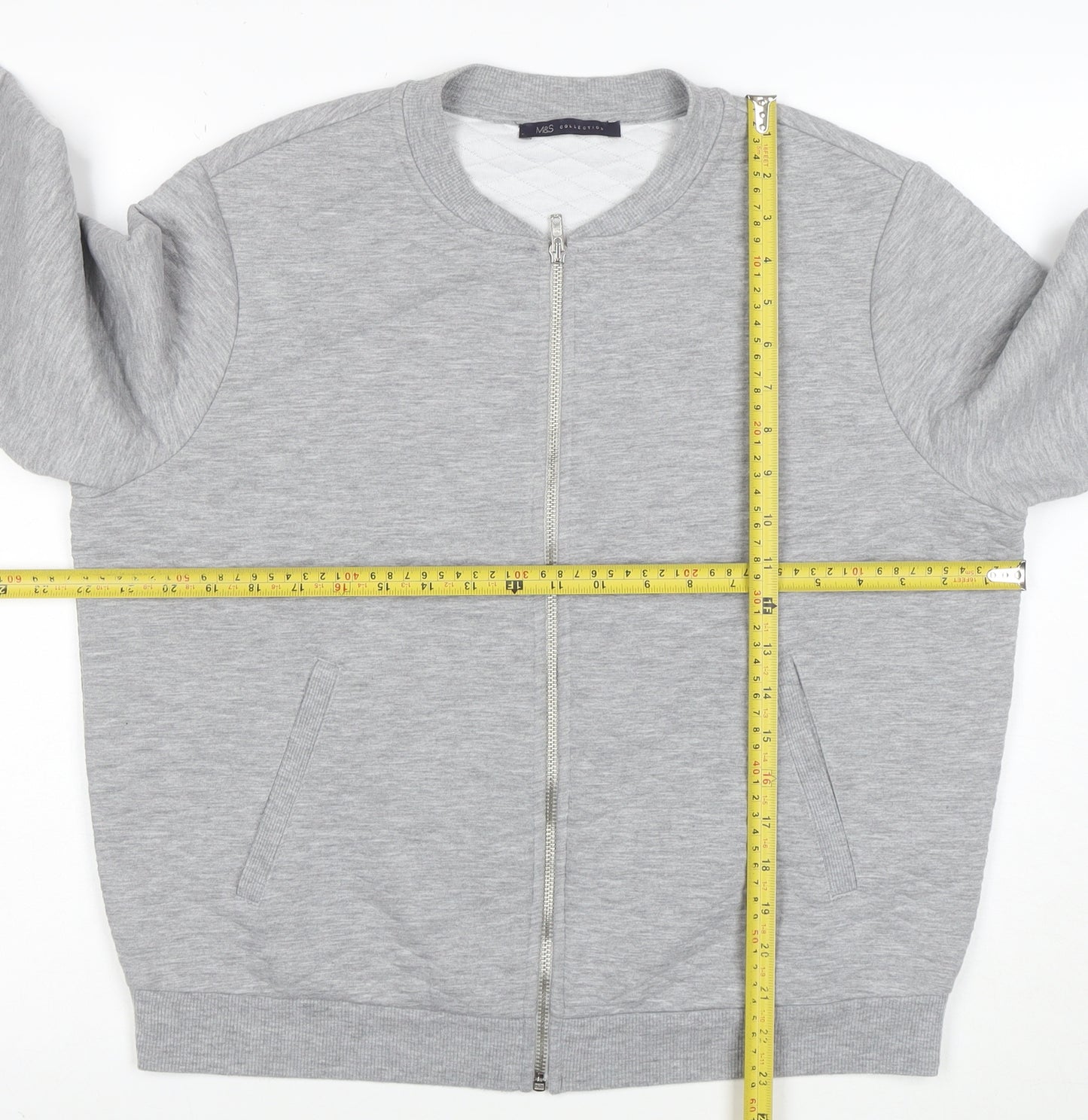 Marks and Spencer Women Grey Full Zip Sweatshirt UK 16 Polyester Blend