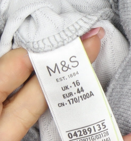 Marks and Spencer Women Grey Full Zip Sweatshirt UK 16 Polyester Blend