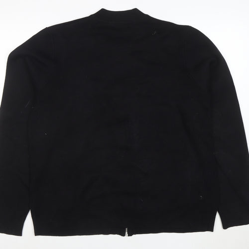 Threadbare Women Black Full Zip Sweatshirt L Cotton Blend Casual