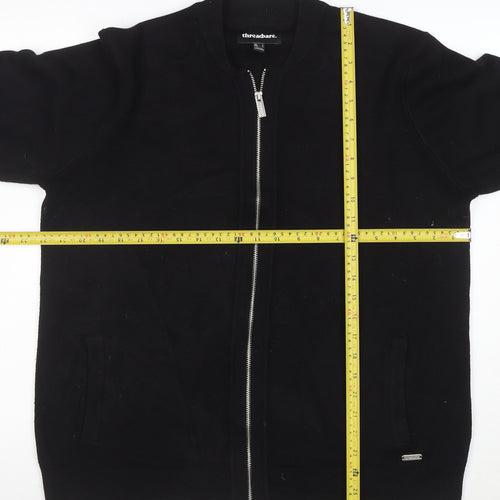 Threadbare Women Black Full Zip Sweatshirt L Cotton Blend Casual