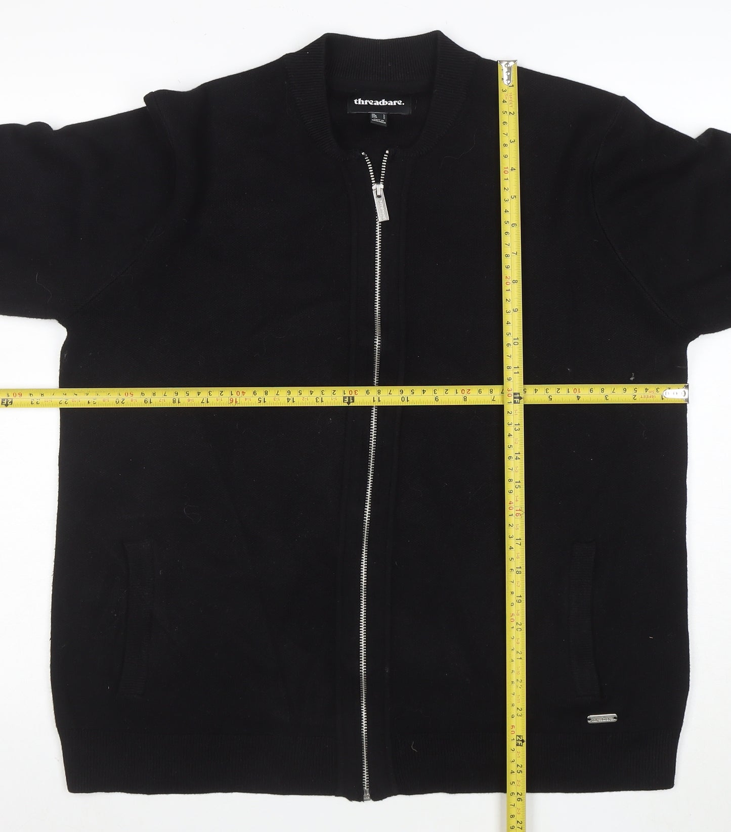Threadbare Women Black Full Zip Sweatshirt L Cotton Blend Casual