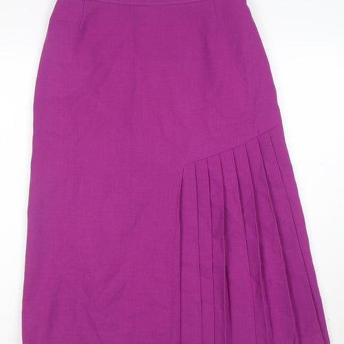 Jacques Vert Womens Purple Pleated Midi Skirt Size 12 Formal