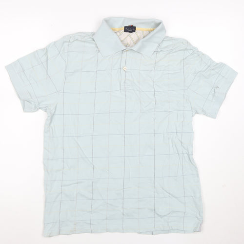 Paul Smith Jeans Men's Blue Check Cotton Polo Shirt Size L