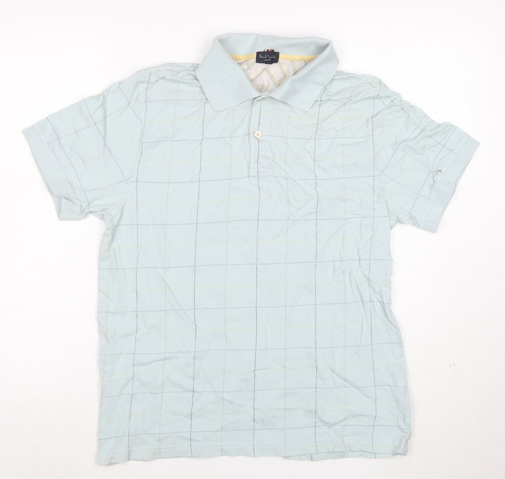 Paul Smith Jeans Men's Blue Check Cotton Polo Shirt Size L