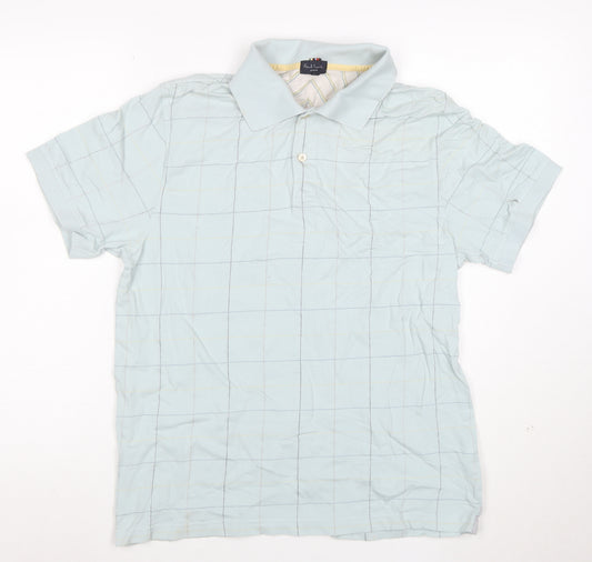 Paul Smith Jeans Men's Blue Check Cotton Polo Shirt Size L