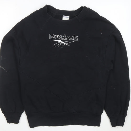 Reebok Classic Women's Black Small Pullover Sweatshirt Logo Crew Neck