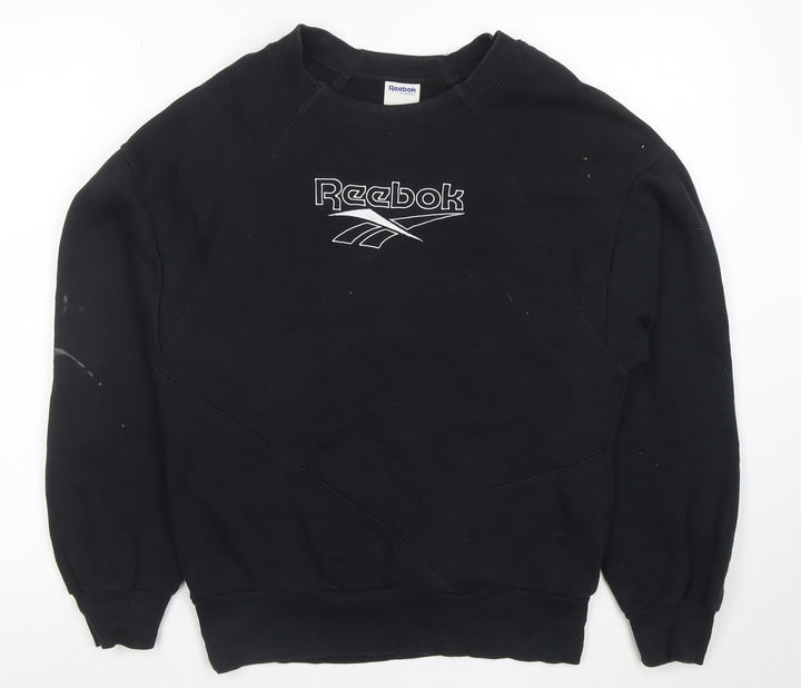 Reebok Classic Women's Black Small Pullover Sweatshirt Logo Crew Neck