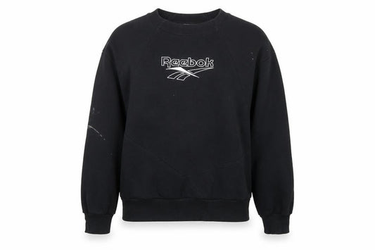 Front view of Reebok Classic Women's Black Small Pullover Sweatshirt Logo Crew Neck