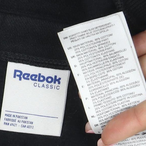 Reebok Classic Women's Black Small Pullover Sweatshirt Logo Crew Neck