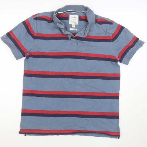 Fat Face Men's Blue Striped Short Sleeve Cotton Polo Shirt Size M
