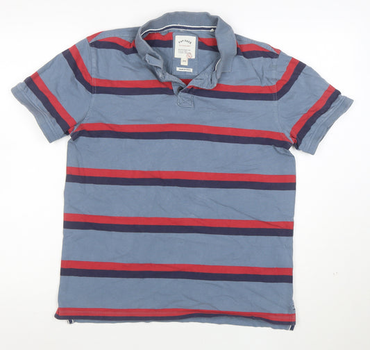 Fat Face Men's Blue Striped Short Sleeve Cotton Polo Shirt Size M