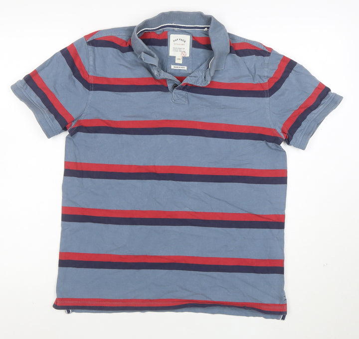 Fat Face Men's Blue Striped Short Sleeve Cotton Polo Shirt Size M