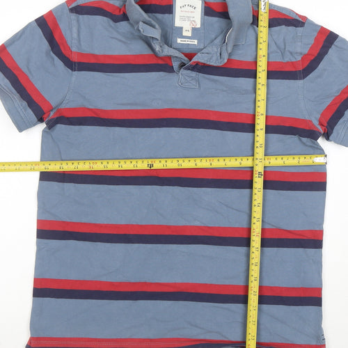 Fat Face Men's Blue Striped Short Sleeve Cotton Polo Shirt Size M