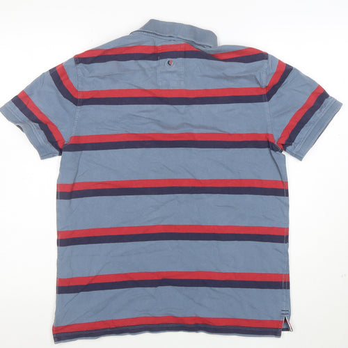 Fat Face Men's Blue Striped Short Sleeve Cotton Polo Shirt Size M
