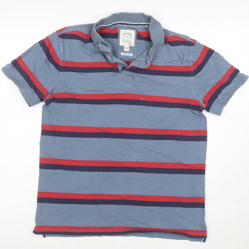 Fat Face Men's Blue Striped Short Sleeve Cotton Polo Shirt Size M