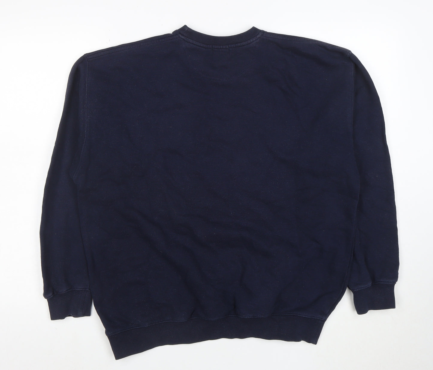 Jumpers Men Blue Cotton Nautical Embroidered Crew Neck Sweatshirt M