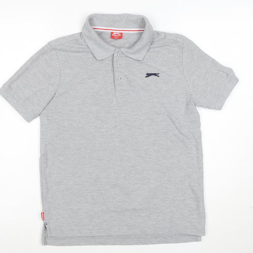 Slazenger Boys Grey Polo Shirt 13 Years Short Sleeve Regular Fit