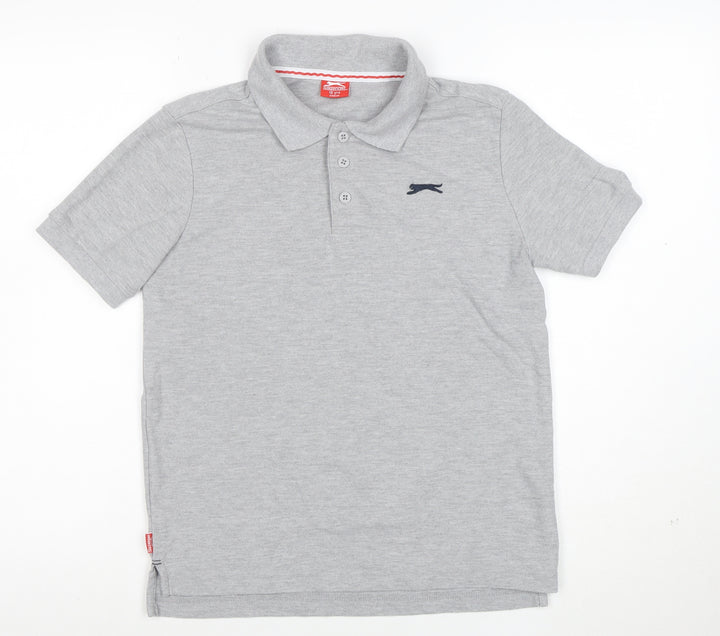Slazenger Boys Grey Polo Shirt 13 Years Short Sleeve Regular Fit