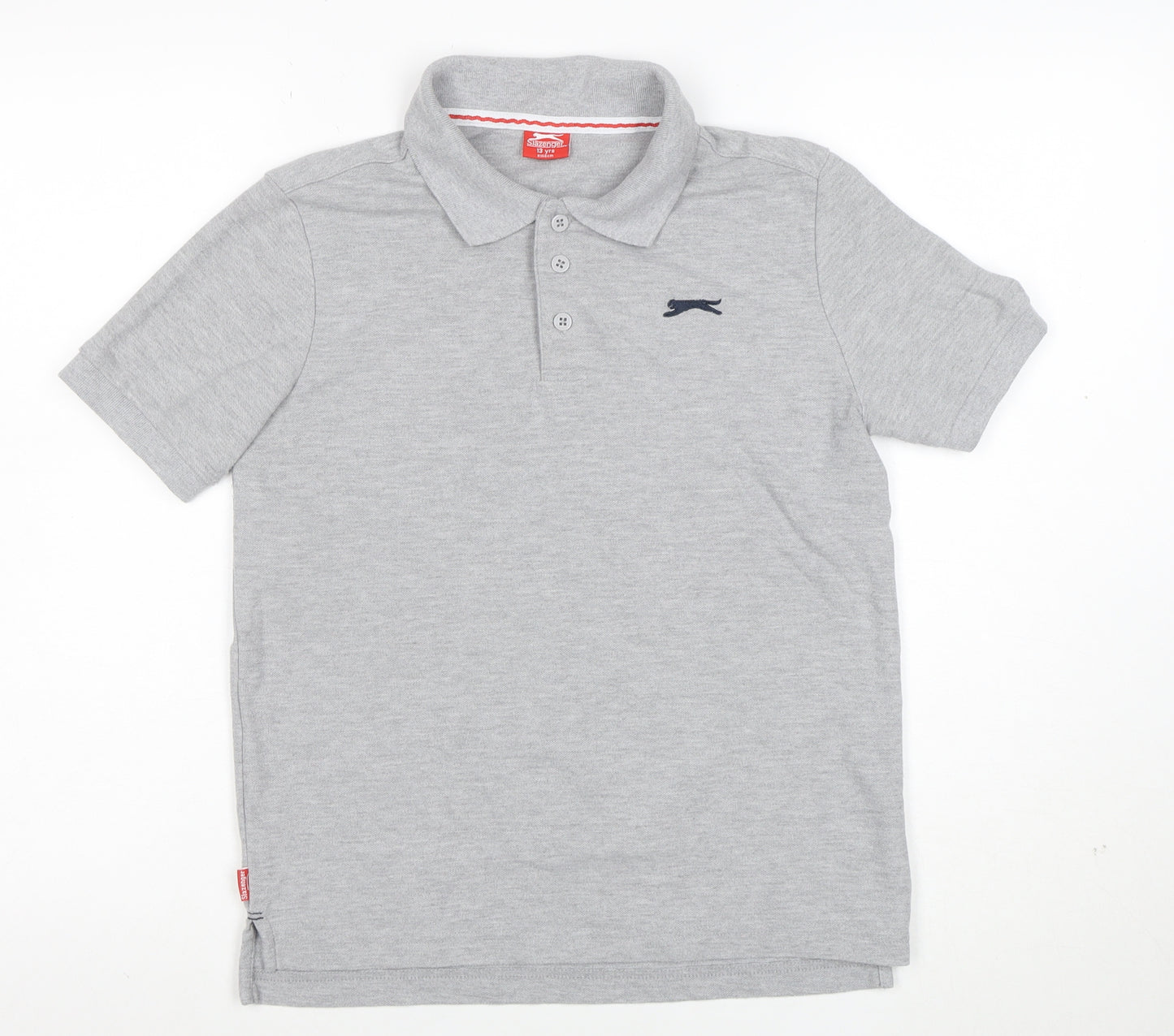 Slazenger Boys Grey Polo Shirt 13 Years Short Sleeve Regular Fit