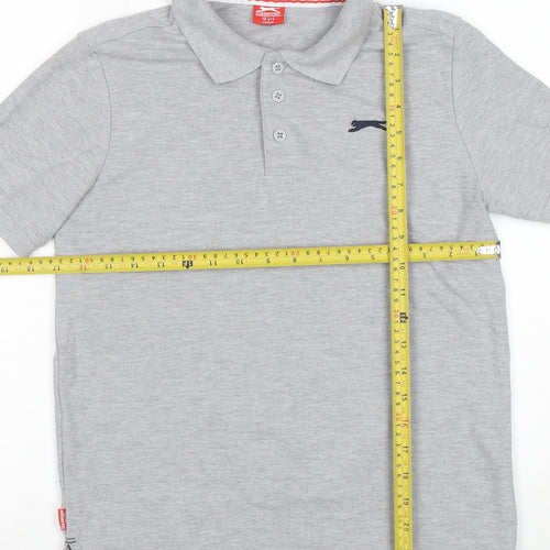 Slazenger Boys Grey Polo Shirt 13 Years Short Sleeve Regular Fit