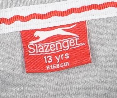 Slazenger Boys Grey Polo Shirt 13 Years Short Sleeve Regular Fit