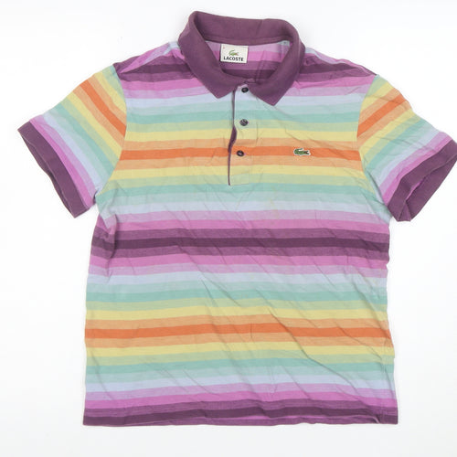Lacoste Womens Multicoloured Stripe Cotton Polo Shirt L