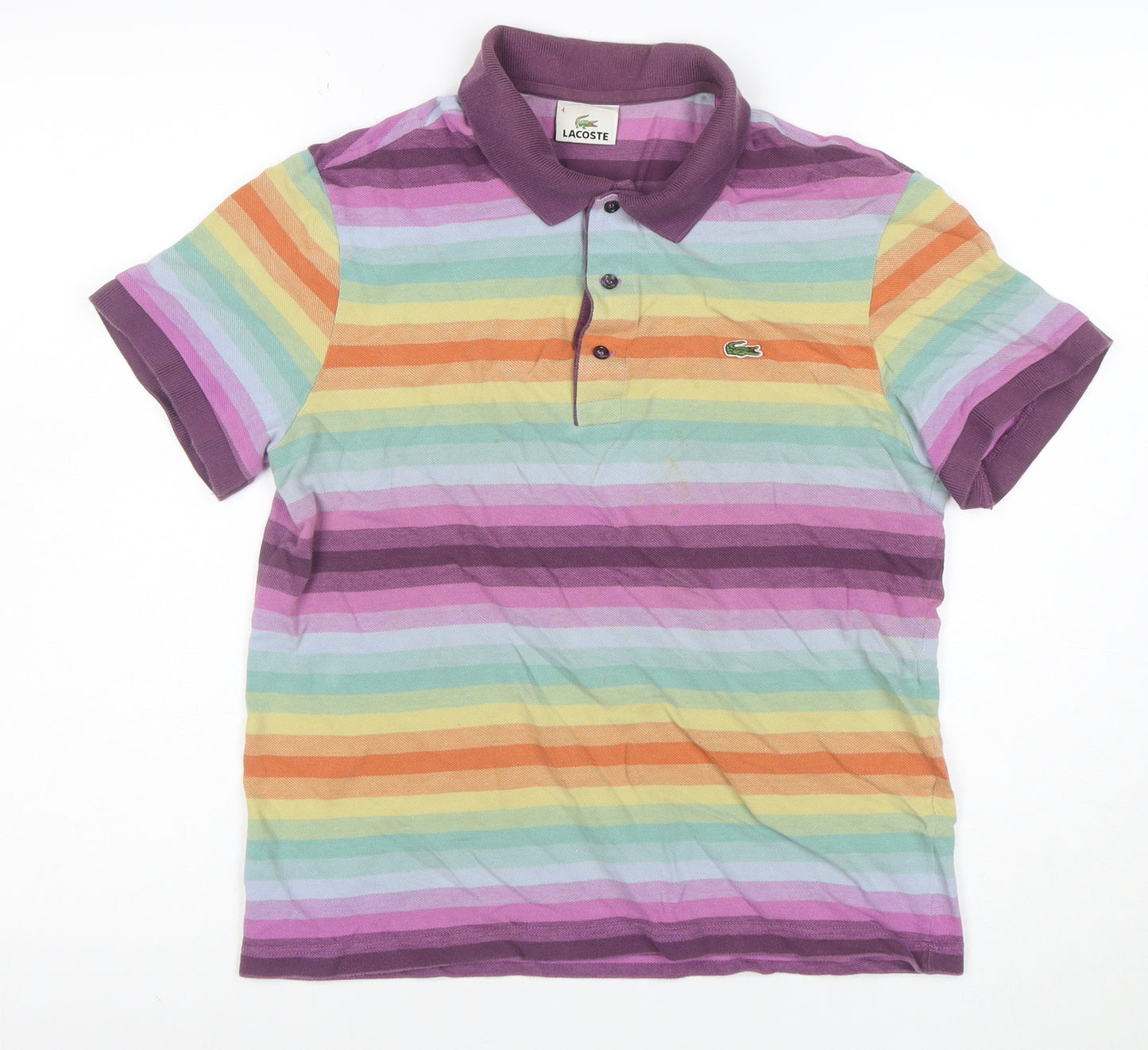 Lacoste Womens Multicoloured Stripe Cotton Polo Shirt L