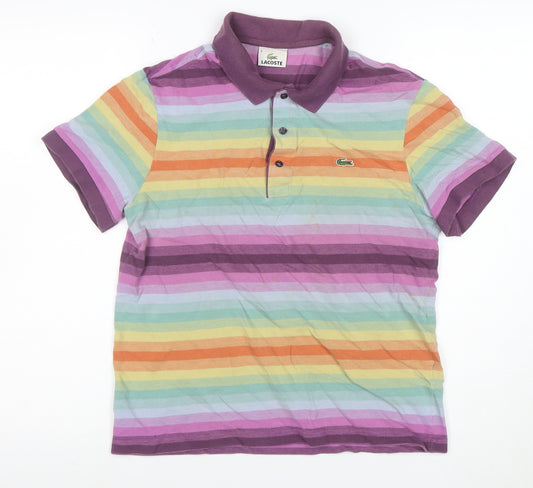 Lacoste Womens Multicoloured Stripe Cotton Polo Shirt L